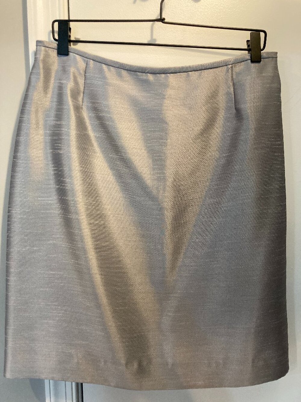 Silver Shantung Texture Pencil Skirt